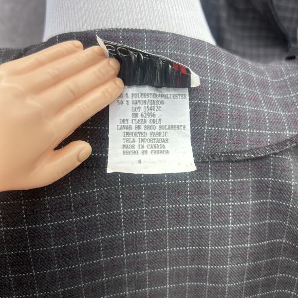 VTG Scarlett Skirt Suit Set Womens 4 Charcoal Windowpane Zip Jacket Hardware 90s - Picture 9 of 10